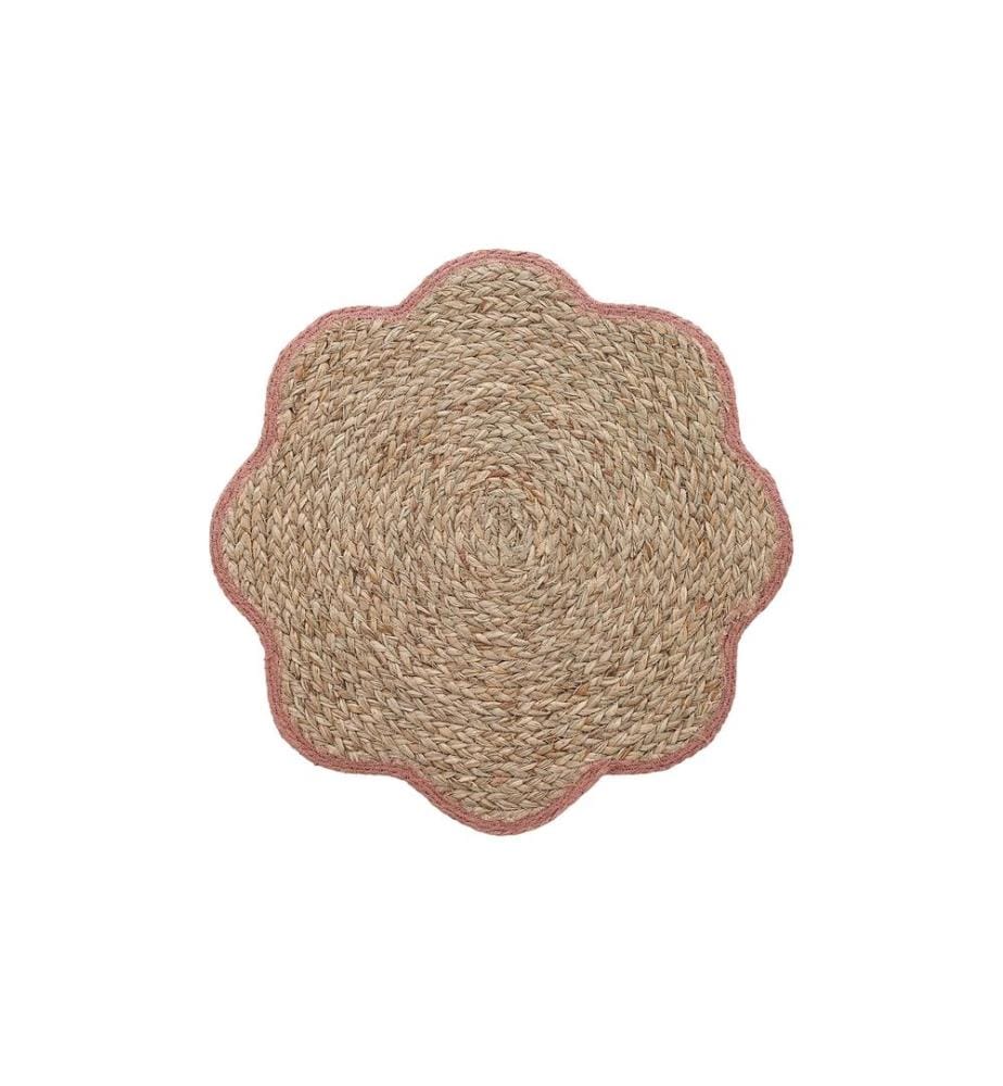 ZELLER - Present Set de table Fleurs tressées Herbe de mer 38 cm x 38 cm, rose sombre/Brun