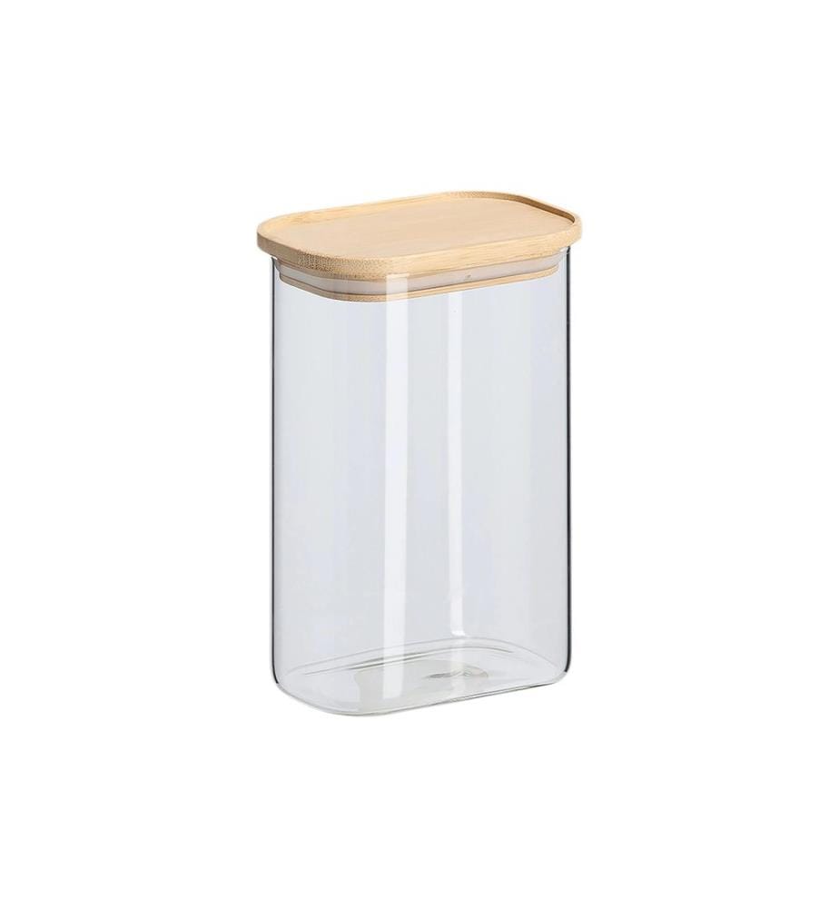 ZELLER - Present Boîte à provisions Couvercle en bambou 1.3 l, Transparent/Brun