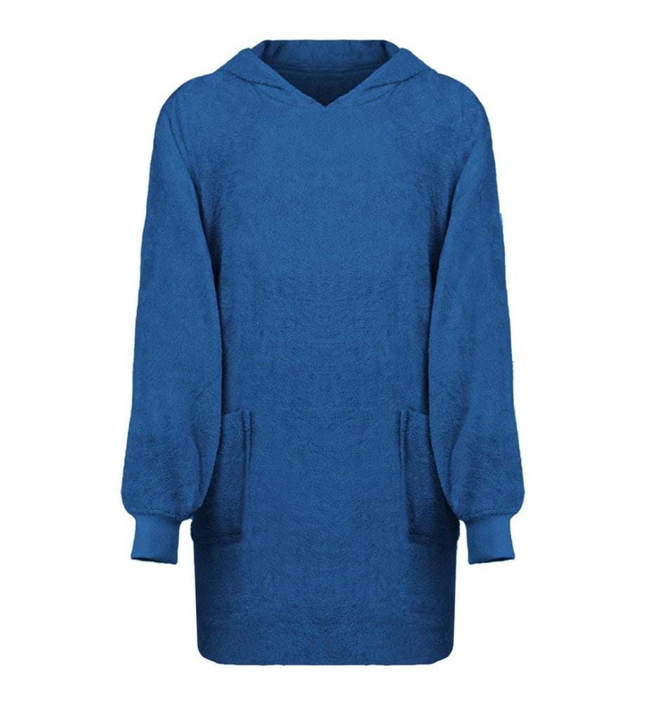Sweat à capuche couverture KINN Bleu marine L Coton