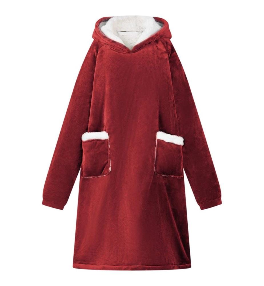 Sweat à capuche couverture Rouge Bordeaux M Polaire et flanelle
