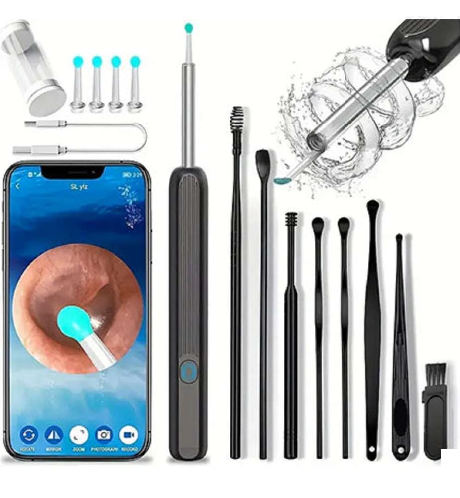 NE3 Otoscope Kit de Nettoyage pour Oreilles Connecté avec Caméra - Noir