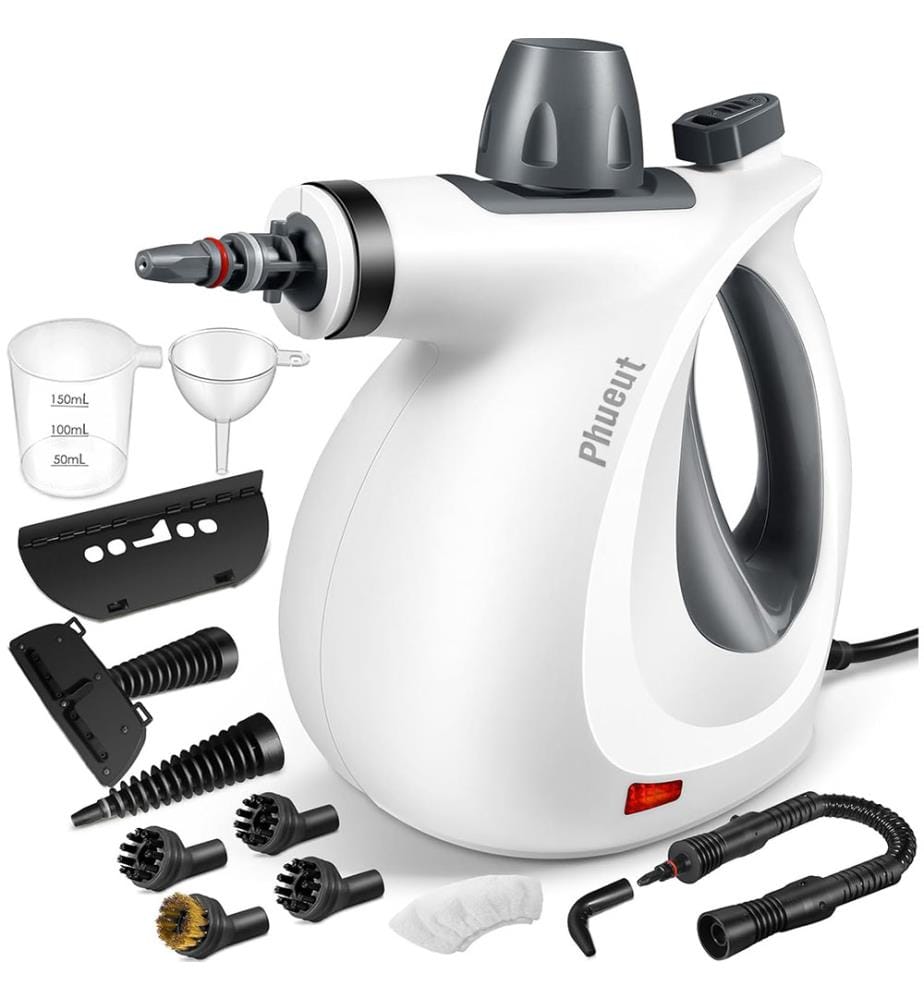Nettoyeur vapeur portable avec grande capacité - Gris et Blanc