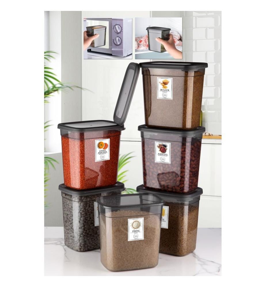 Ensemble de 6 boîtes de rangement, anthracite, 100 % plastique