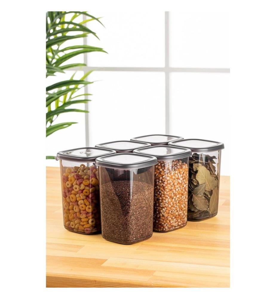 Ensemble de 6 boîtes de rangement, anthracite, 100 % plastique