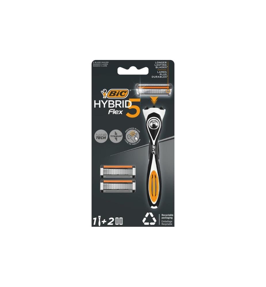 BIC - Rasoir pour hommes Hybrid 5 Flex 1 rasoir, 2 lames