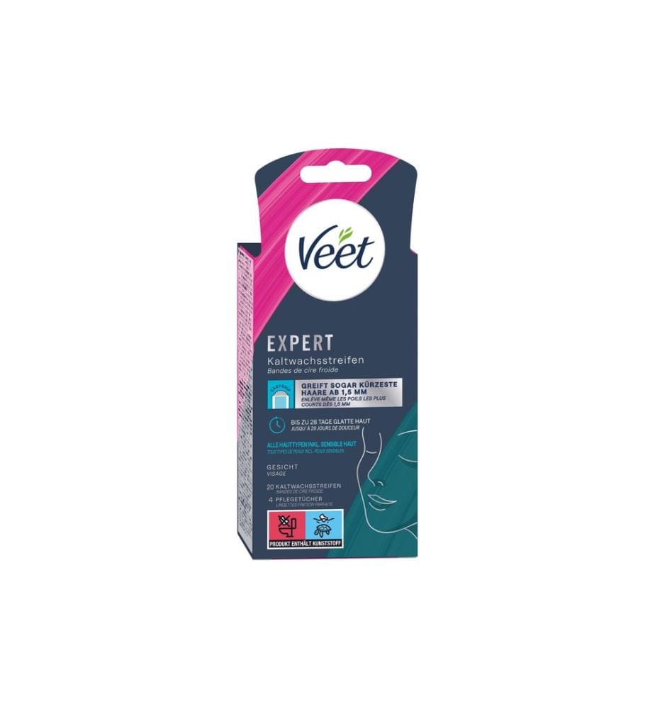 Veet - Bandes de cire froide visage Expert 20 pièces