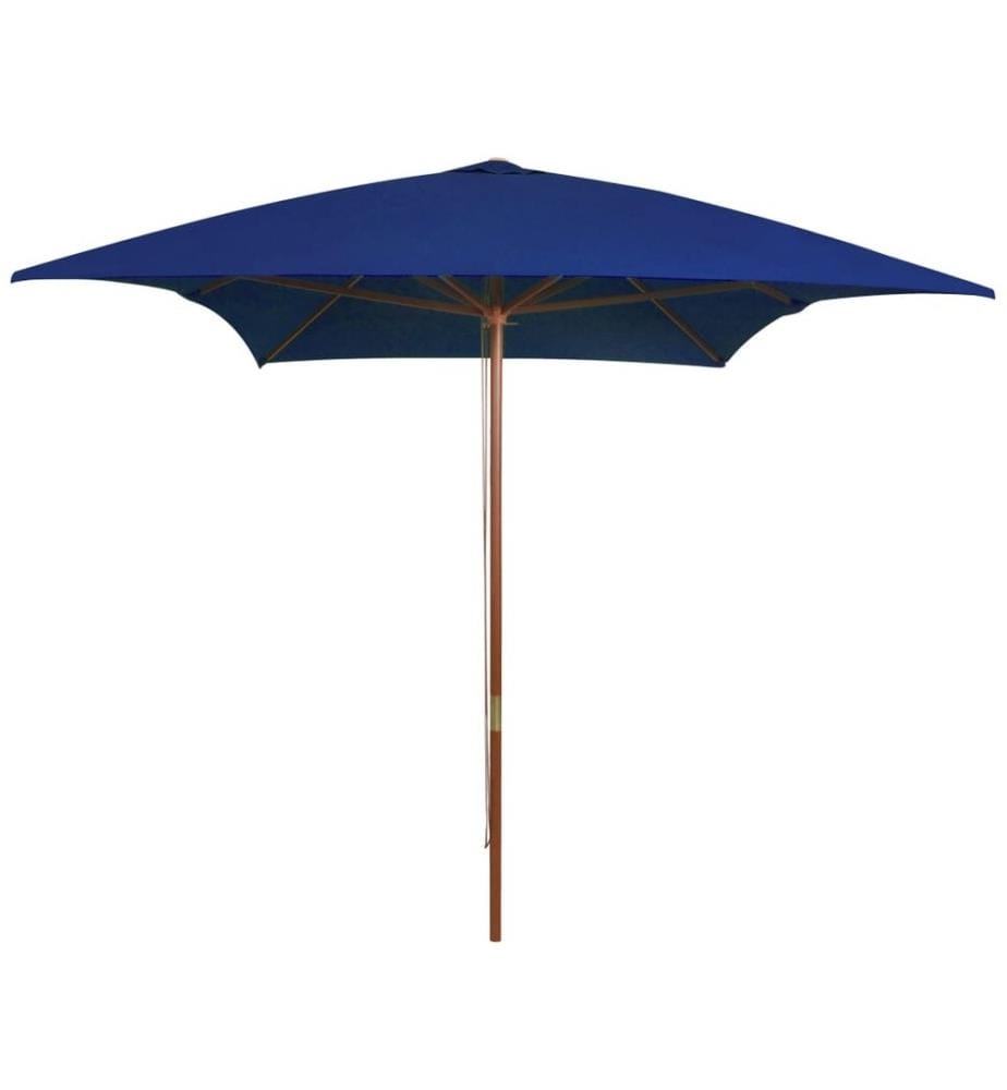 Parasol d'extérieur avec mât en bois Bleu 200x300 cm