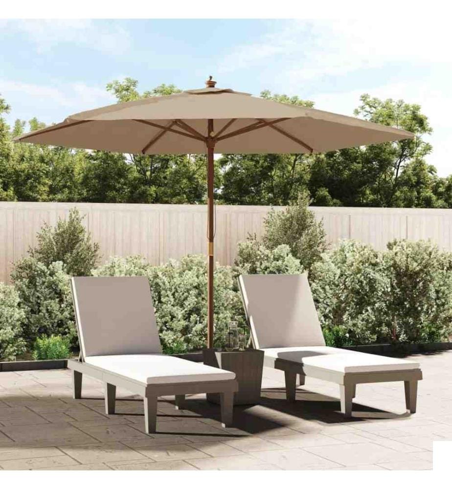 Parasol de jardin avec mât en bois taupe 299x240 cm