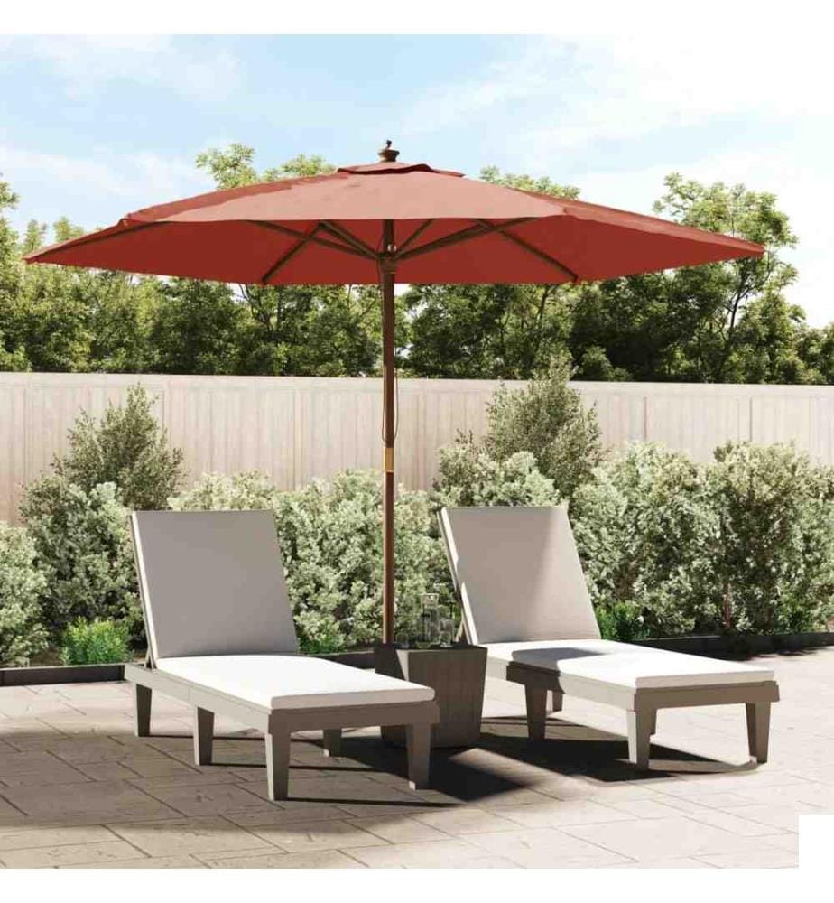 Parasol de jardin avec mât en bois terre cuite 299x240 cm
