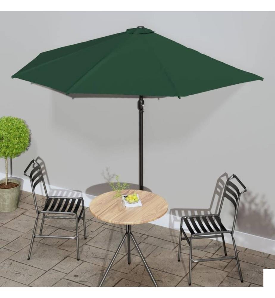 Parasol de balcon avec mât en aluminium Vert 300x155 cm Demi