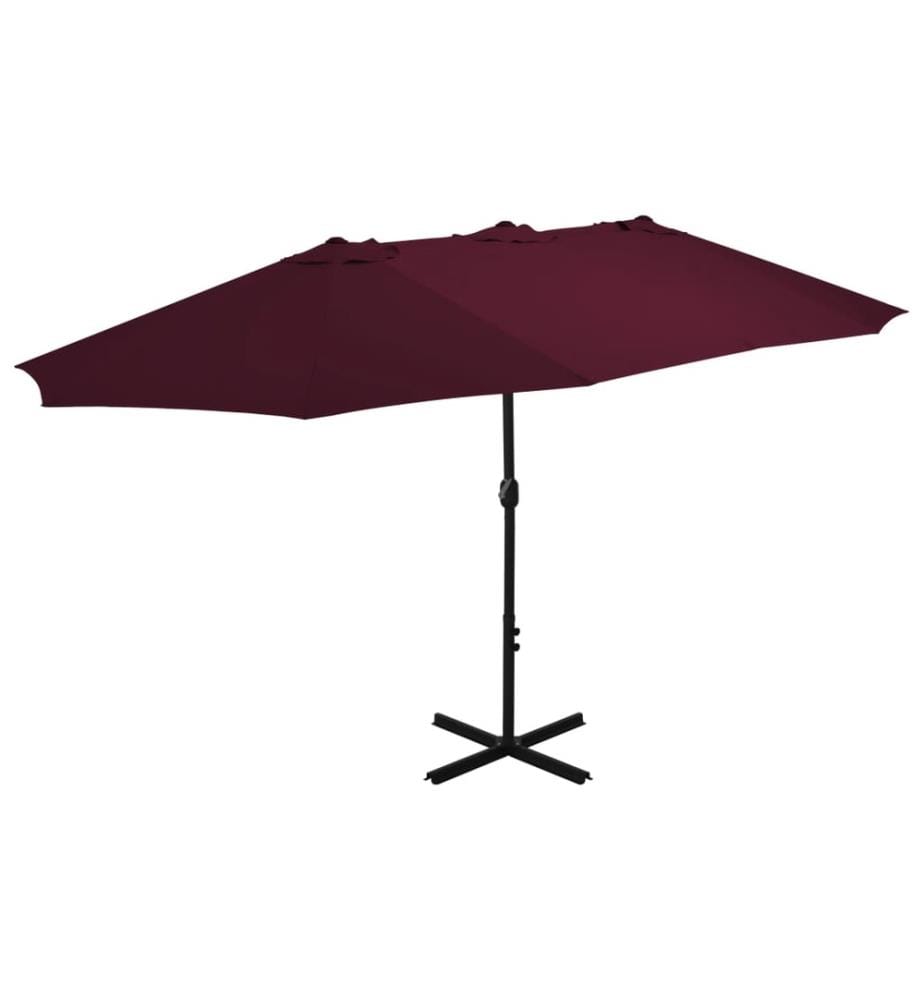 Parasol d'extérieur avec mât en aluminium 460 x 270 cm Bordeaux