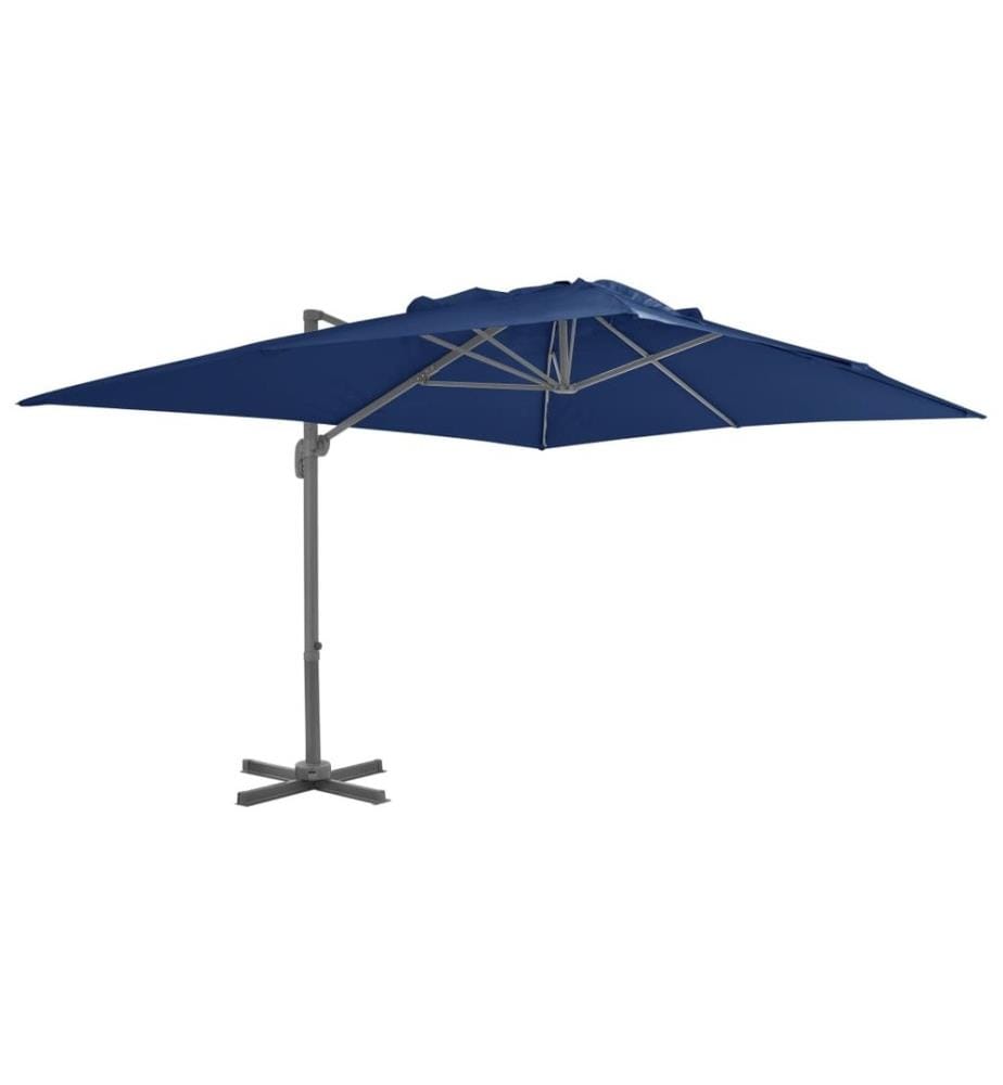 Parasol déporté avec mât en aluminium 4x3 cm bleu azur