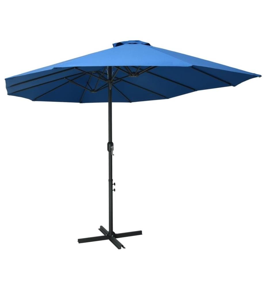 Parasol d'extérieur et poteau en aluminium 460 x 270 cm Bleu