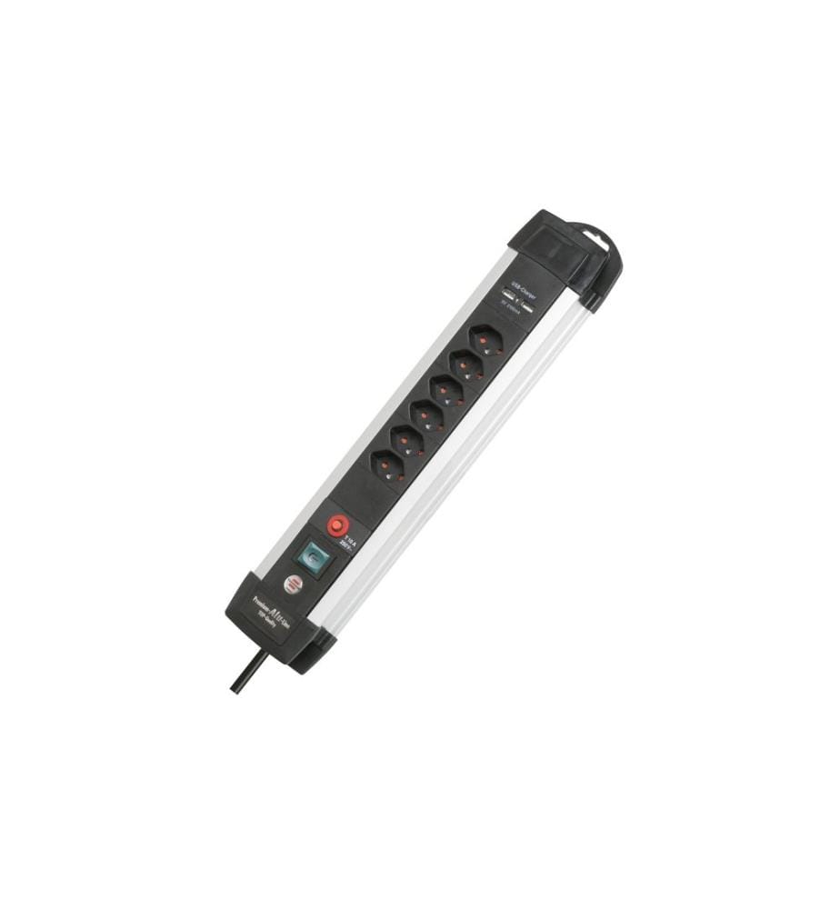 Brennenstuhl - Bloc multiprises Premium-Alu-Line 6x T13 avec USB