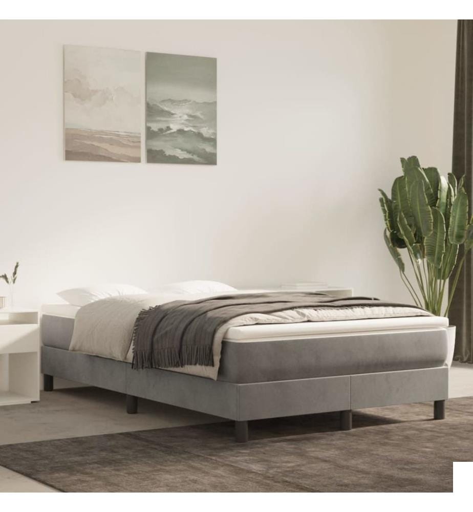Sommier à lattes de lit et matelas Gris clair 120x200cm Velours