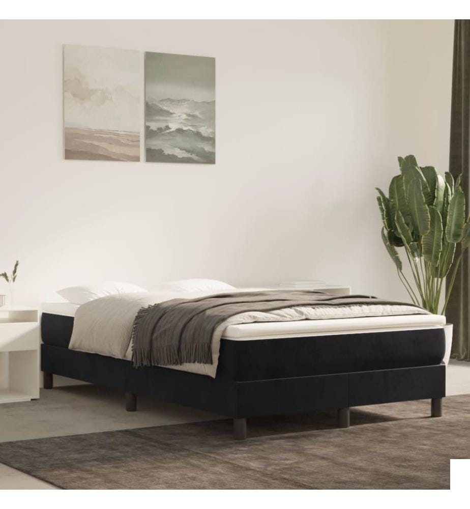 Sommier à lattes de lit avec matelas Noir 120x200 cm Velours