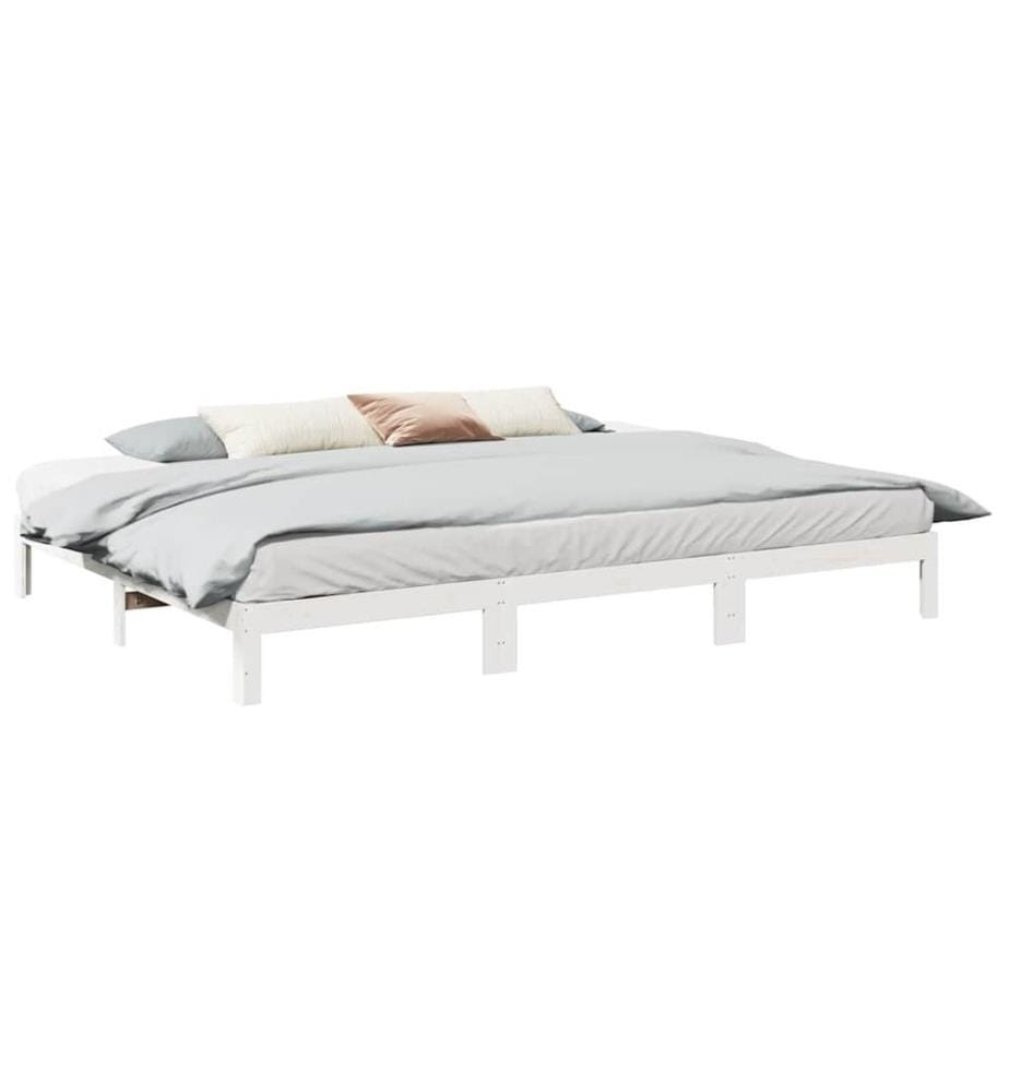 Cadre de lit familial sans matelas blanc 270x200 cm