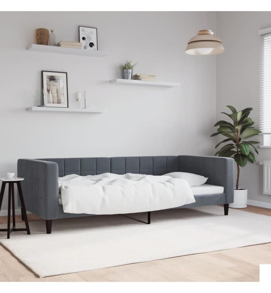Lit de repos sans matelas gris foncé 90x200 cm velours