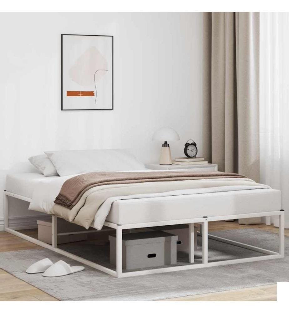 Cadre de lit sans matelas blanc 120x200 cm métal