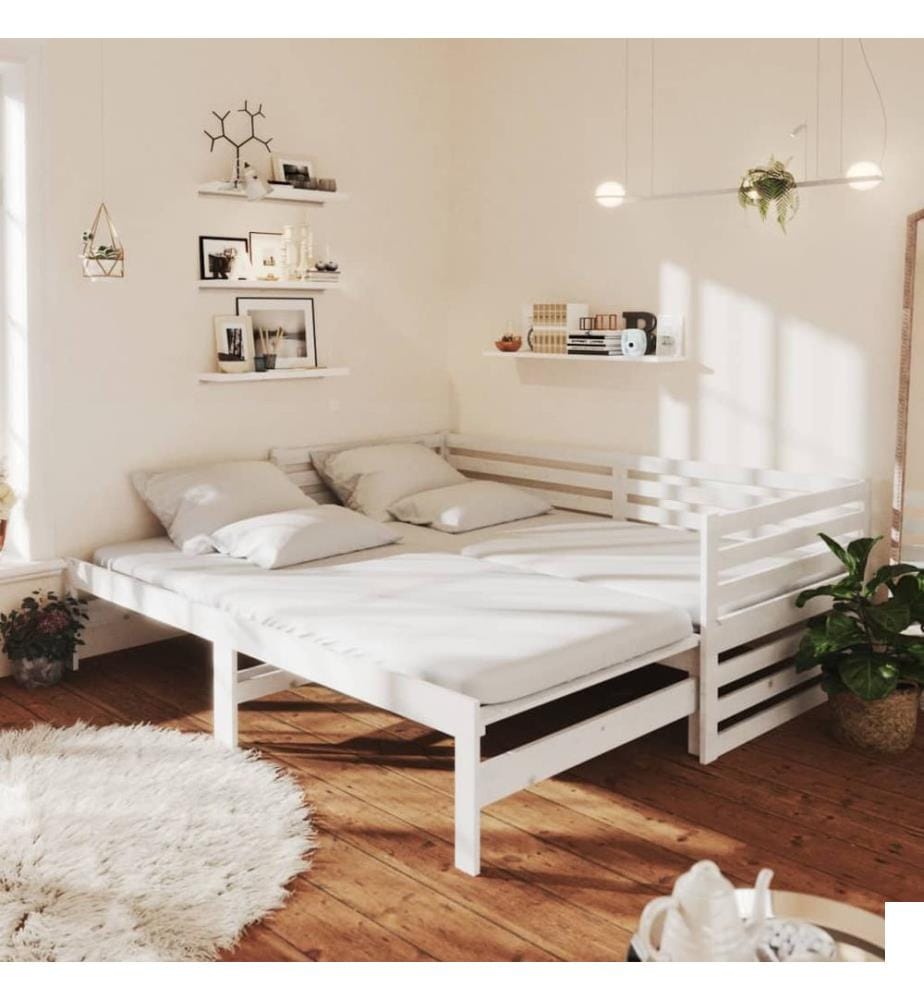 Lit coulissant sans matelas blanc 2x(90x200) cm