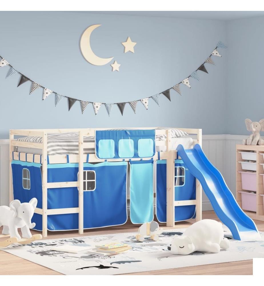 Rideaux pour lit mezzanine bleu polyester