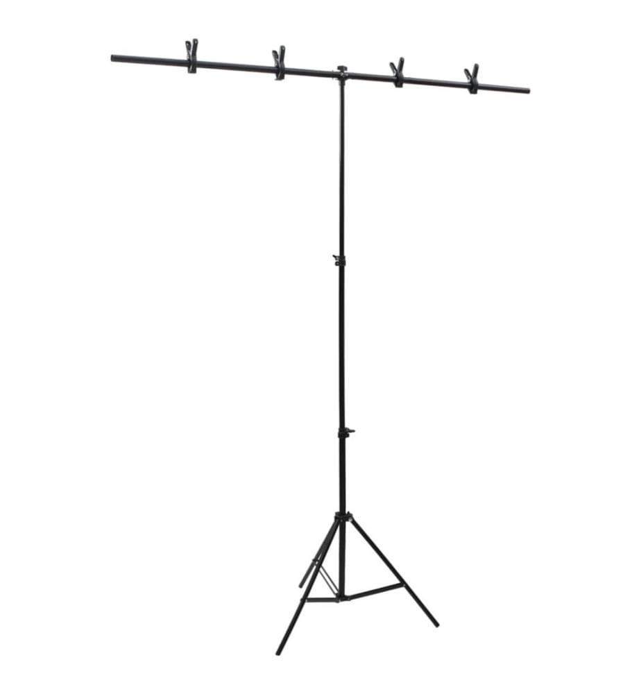Support de fond en forme de T Noir 151x60x(70-200) cm
