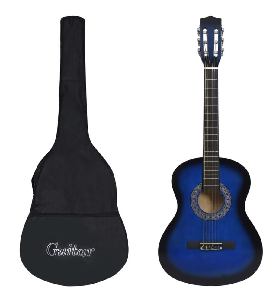 Guitare classique avec sac pour débutants Bleu 3/4 36