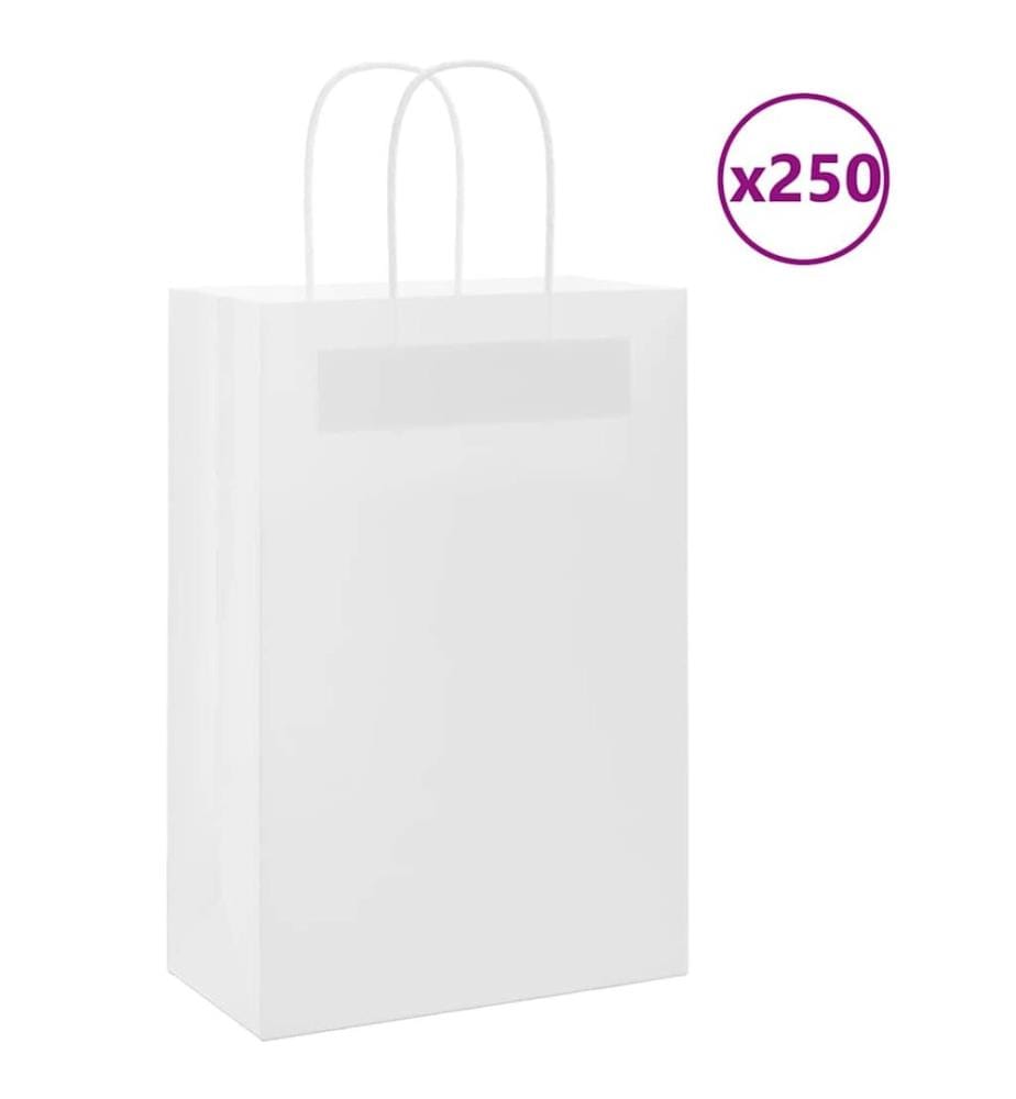 Sacs en papier 250 pcs avec poignées blanc 21x11x31 cm