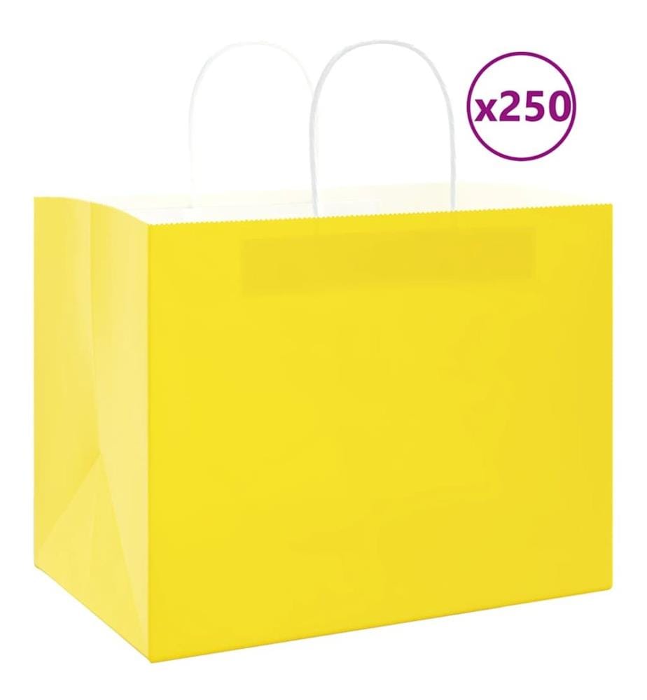 Sacs en papier 250 pcs avec poignées jaune 32x22x24 cm