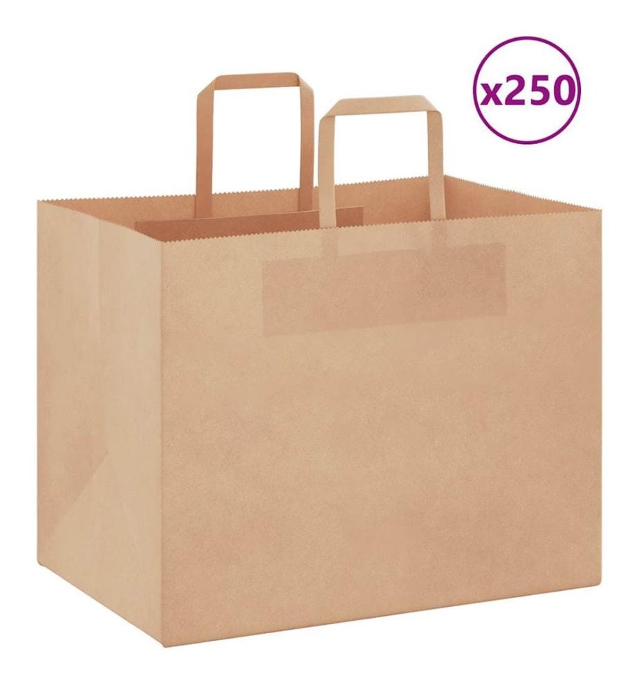 Sacs en papier 250 pcs avec poignées marron 32x22x24 cm