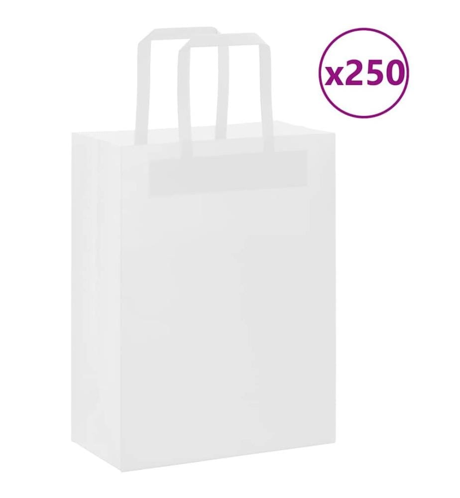 Sacs en papier 250 pcs avec poignées blanc 21x11x28 cm