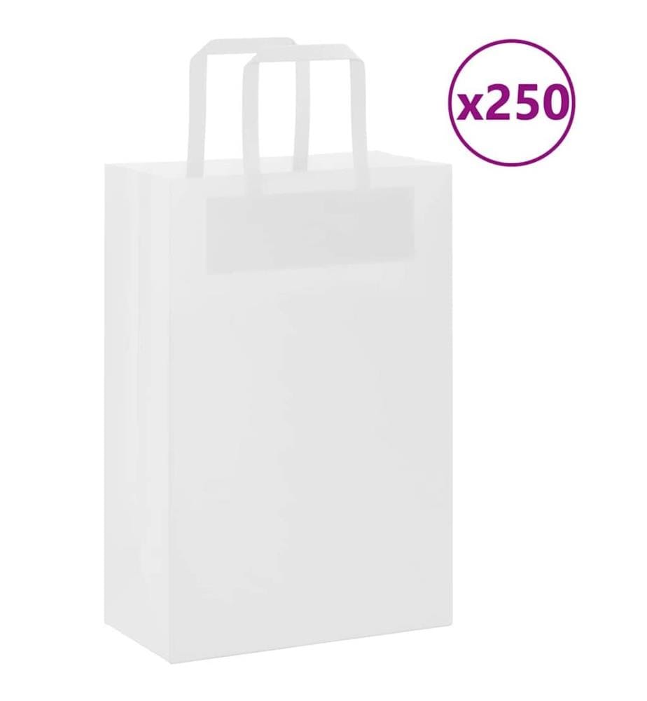 Sacs en papier 250 pcs avec poignées blanc 21x11x31 cm