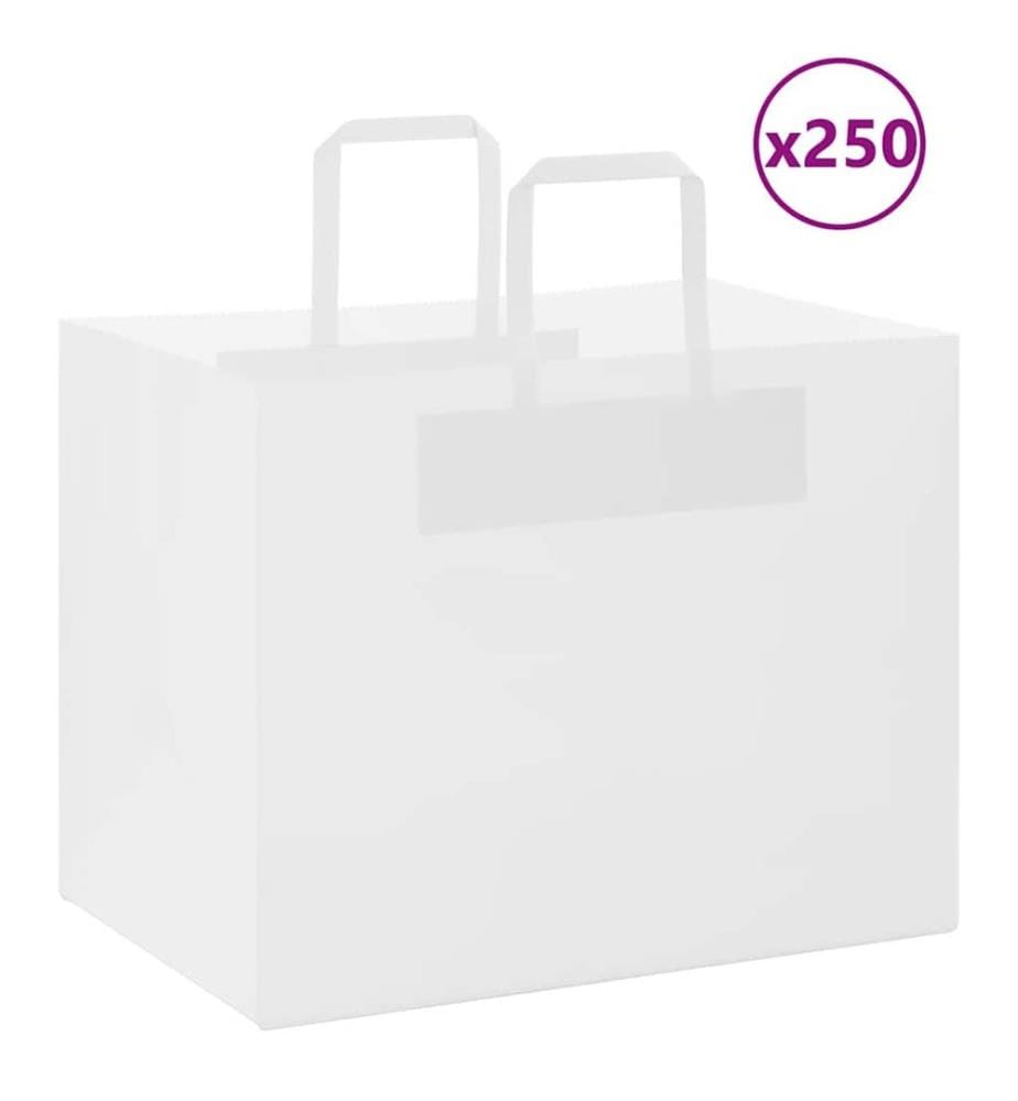 Sacs en papier 250 pcs avec poignées blanc 32x22x24 cm