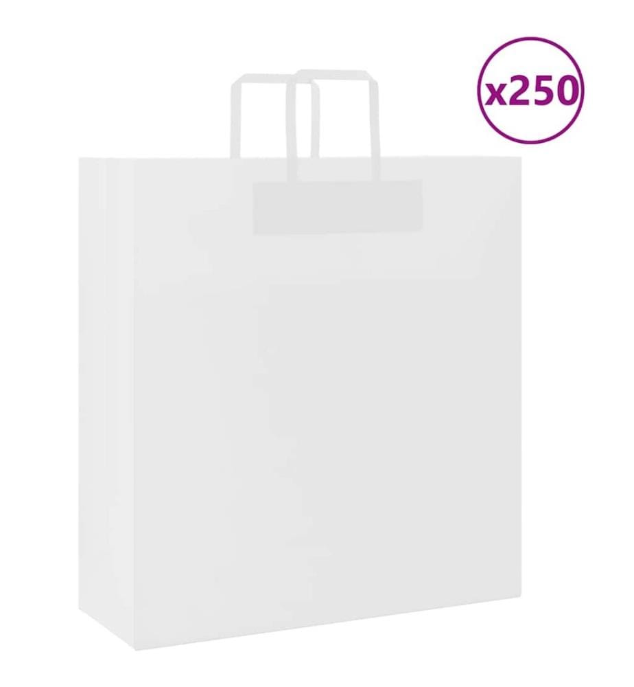Sacs en papier 250 pcs avec poignées blanc 45x17x48 cm