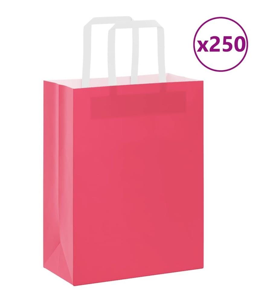 Sacs en papier 250 pcs avec poignées rose 21x11x28 cm