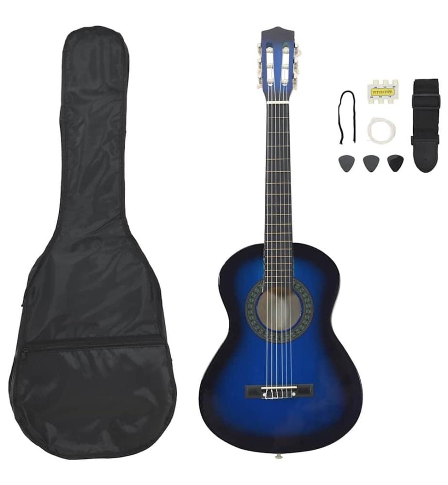 Jeu de guitare classique pour débutants 8 pcs bleu 1/2 34
