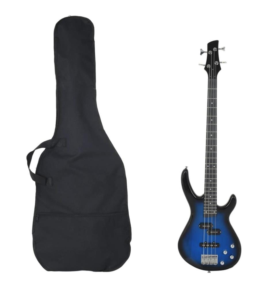 Guitare basse électrique de débutants sac bleu et noir 4/4 46
