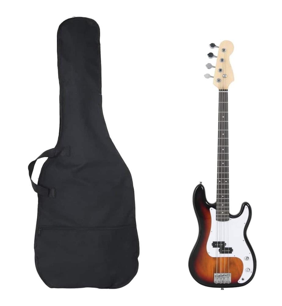 Guitare basse électrique de débutants sac brun et blanc 4/4 46