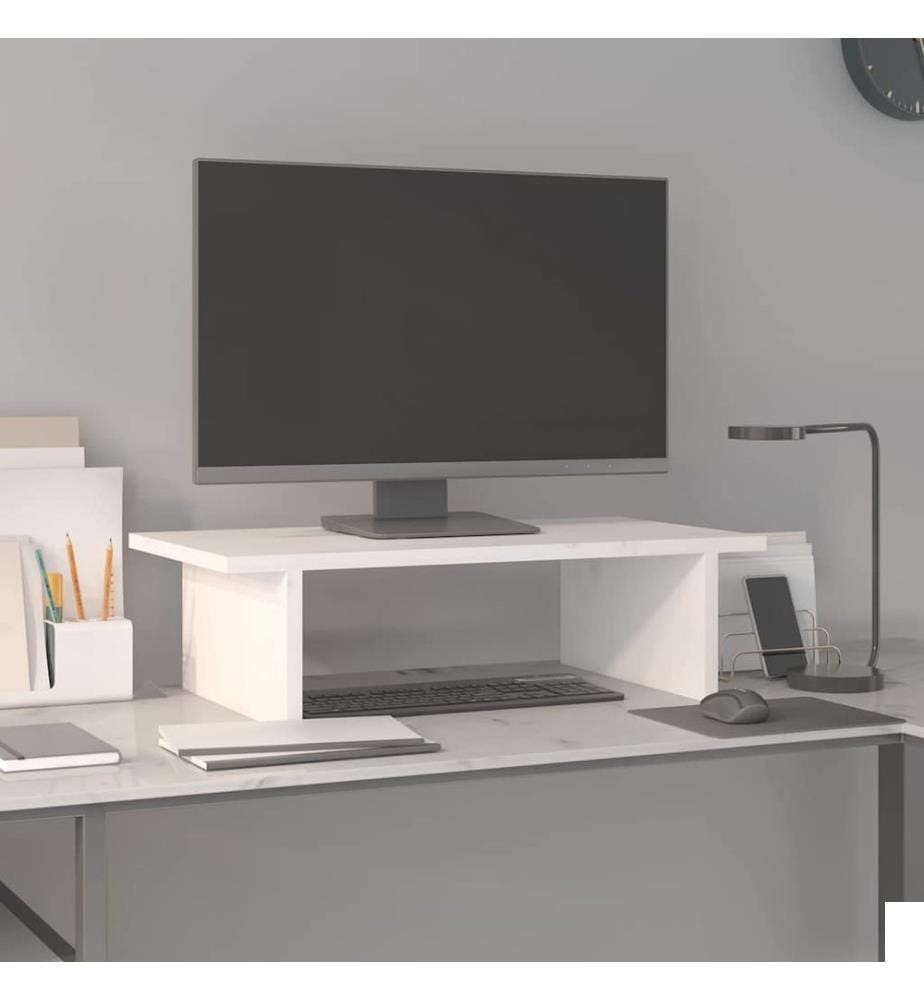 Support de moniteur Blanc 50x27x15 cm Bois de pin solide