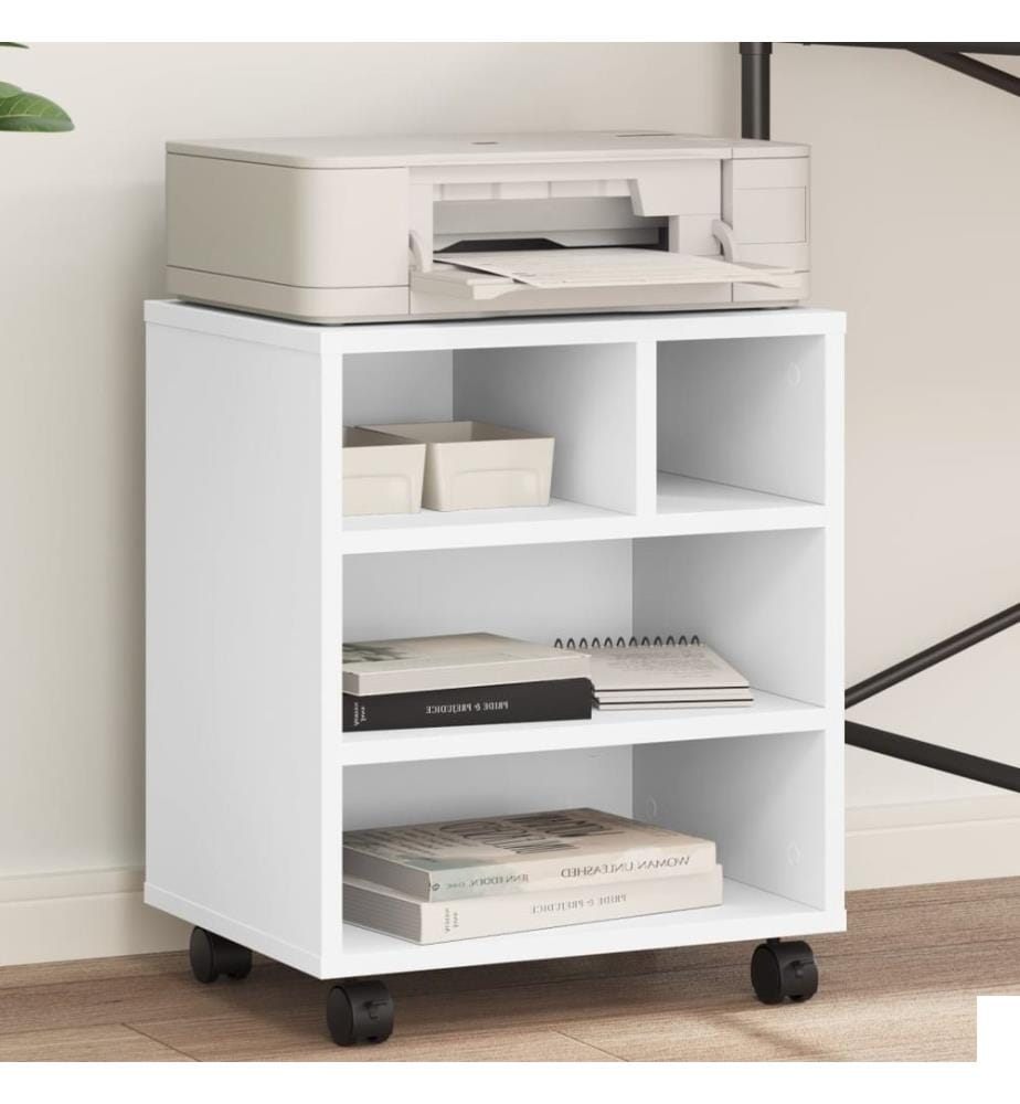 Support d'imprimante avec roulettes blanc 41x32x48 cm