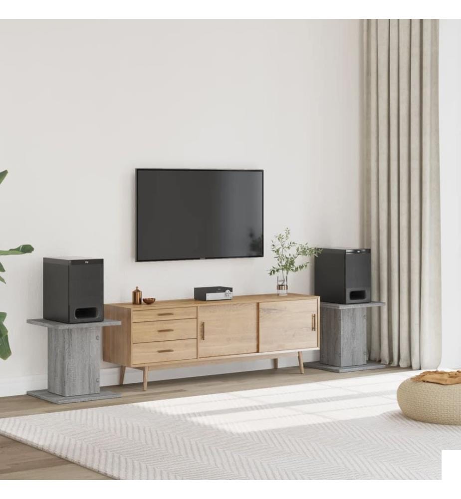 Supports de haut-parleurs 2 pcs gris sonoma bois d'ingénierie