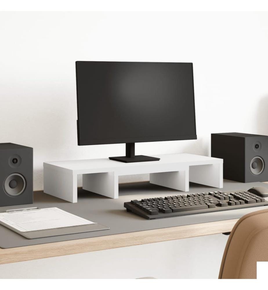 Support de moniteur réglable blanc bois d'ingénierie
