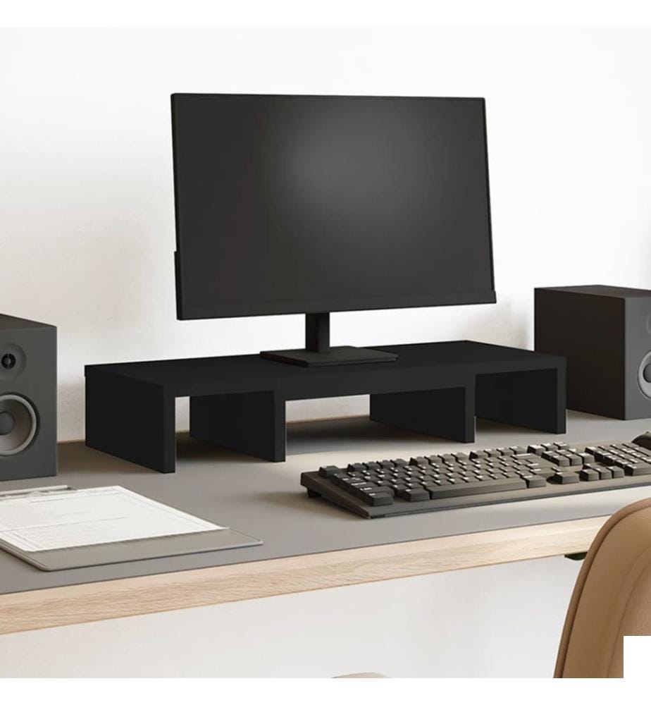 Support de moniteur réglable noir bois d'ingénierie
