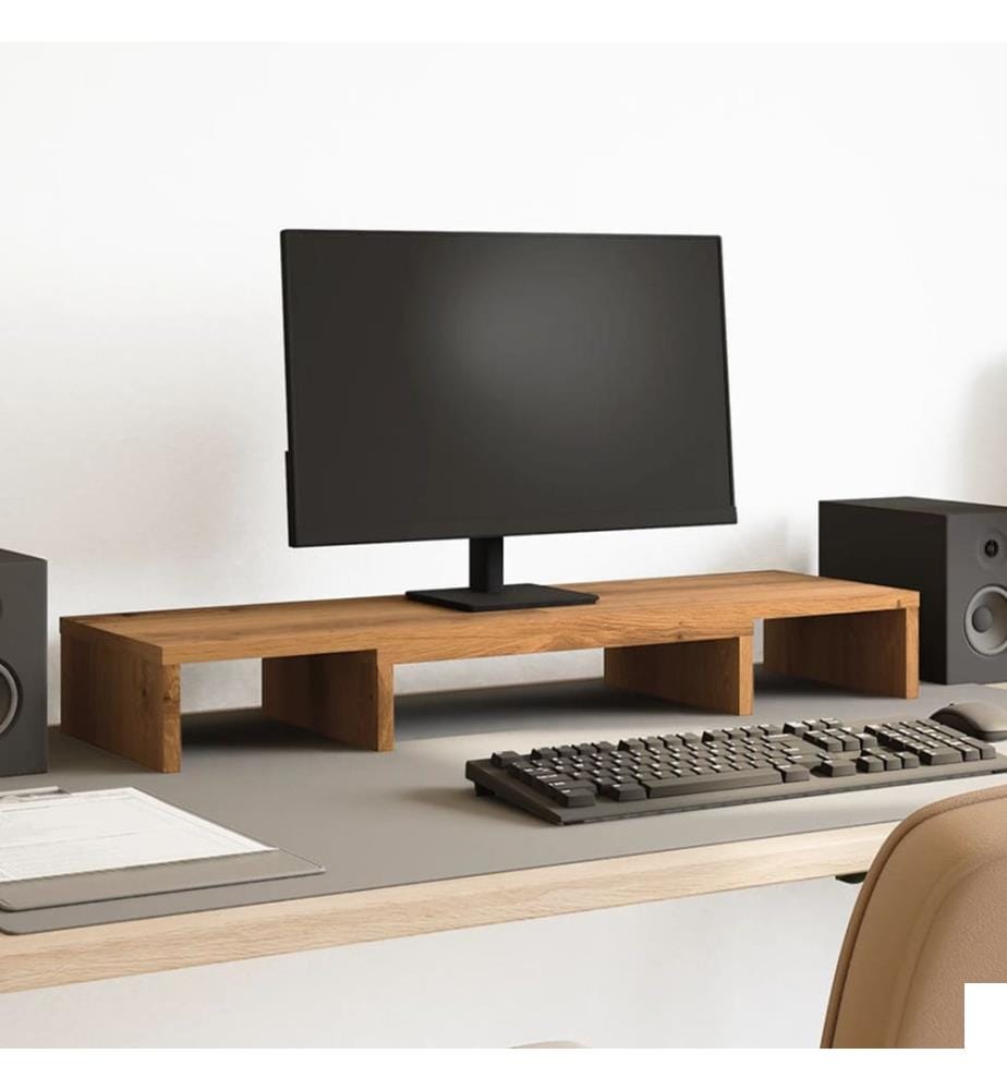 Support de moniteur élévateur réglable chêne artisanal