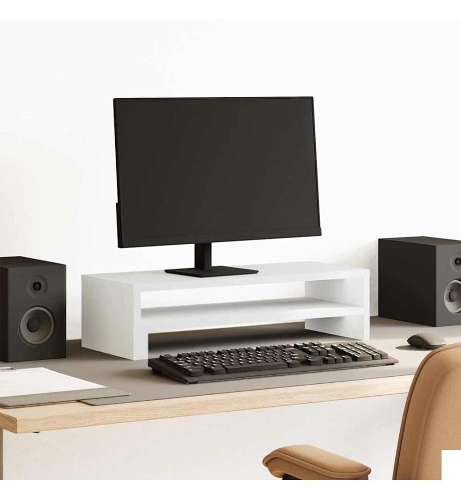 Support de moniteur blanc 54x22x15 cm bois d'ingénierie