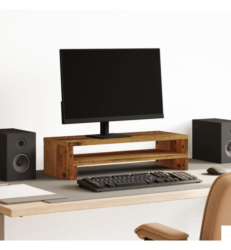 Support de moniteur vieux bois 54x22x15 cm bois d'ingénierie