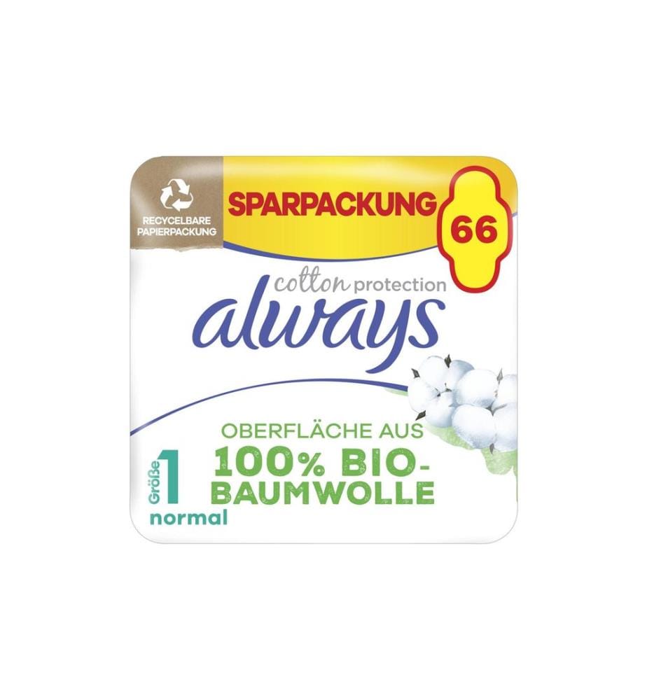 Always - Serviettes hygiéniques avec ailettes Ultra Cotton Protection Normal 66 pièces