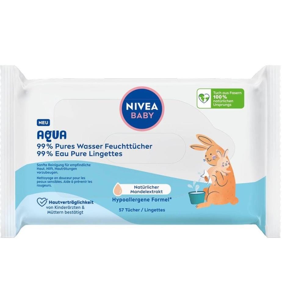 NIVEA BABY - Lingettes humides Aqua 1 x 57 pcs.