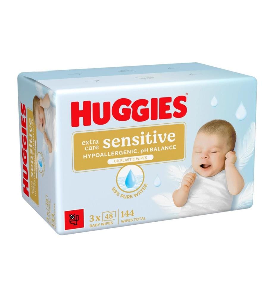 HUGGIES - Lingettes humides Extra Care Sensitive 3 x 48 pièces
