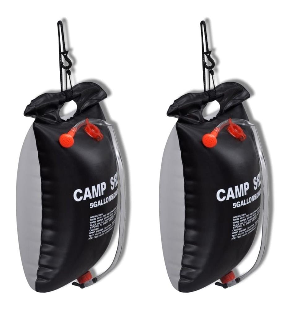 Douche solaire d'extérieur de camping 20 L 2 pcs